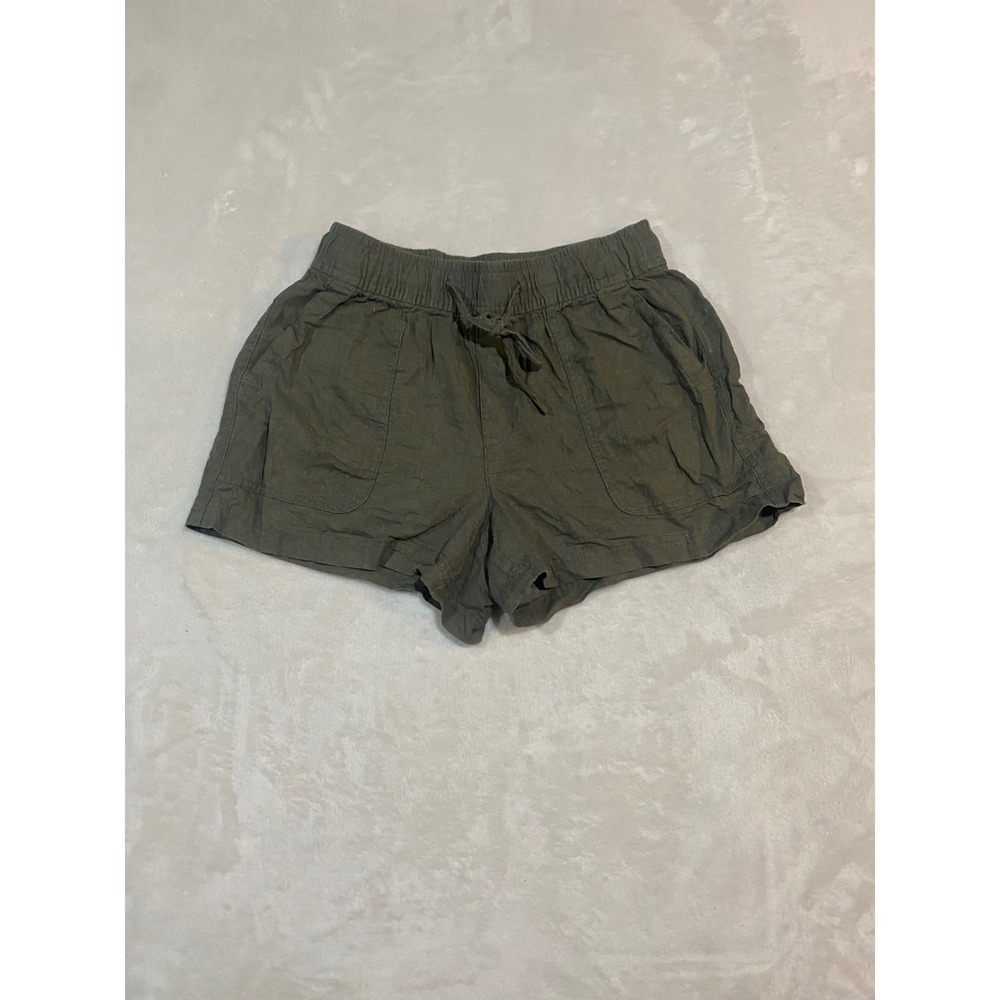 Gap Easy Pull On Shorts Olive Green Linen Blend XS 809230-01